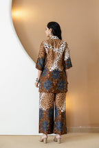 Animal & Floral Motifs Printed Ethnic Co-Ord Set, Brown - Hiral Fashion - Distacart