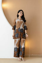 Animal & Floral Motifs Printed Ethnic Co-Ord Set, Brown - Hiral Fashion - Distacart