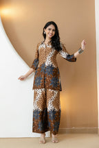Animal & Floral Motifs Printed Ethnic Co-Ord Set, Brown - Hiral Fashion - Distacart
