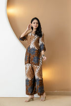Animal & Floral Motifs Printed Ethnic Co-Ord Set, Brown - Hiral Fashion - Distacart