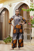 Animal & Floral Motifs Printed Ethnic Co-Ord Set, Grey - Hiral Fashion - Distacart