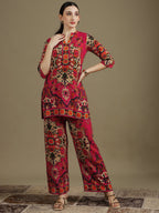 Ethnic Printed Co-Ord Set, Pink - Hiral Fashion - Distacart