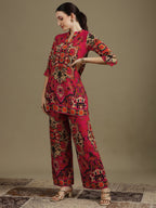 Ethnic Printed Co-Ord Set, Pink - Hiral Fashion - Distacart