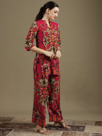 Ethnic Printed Co-Ord Set, Pink - Hiral Fashion - Distacart