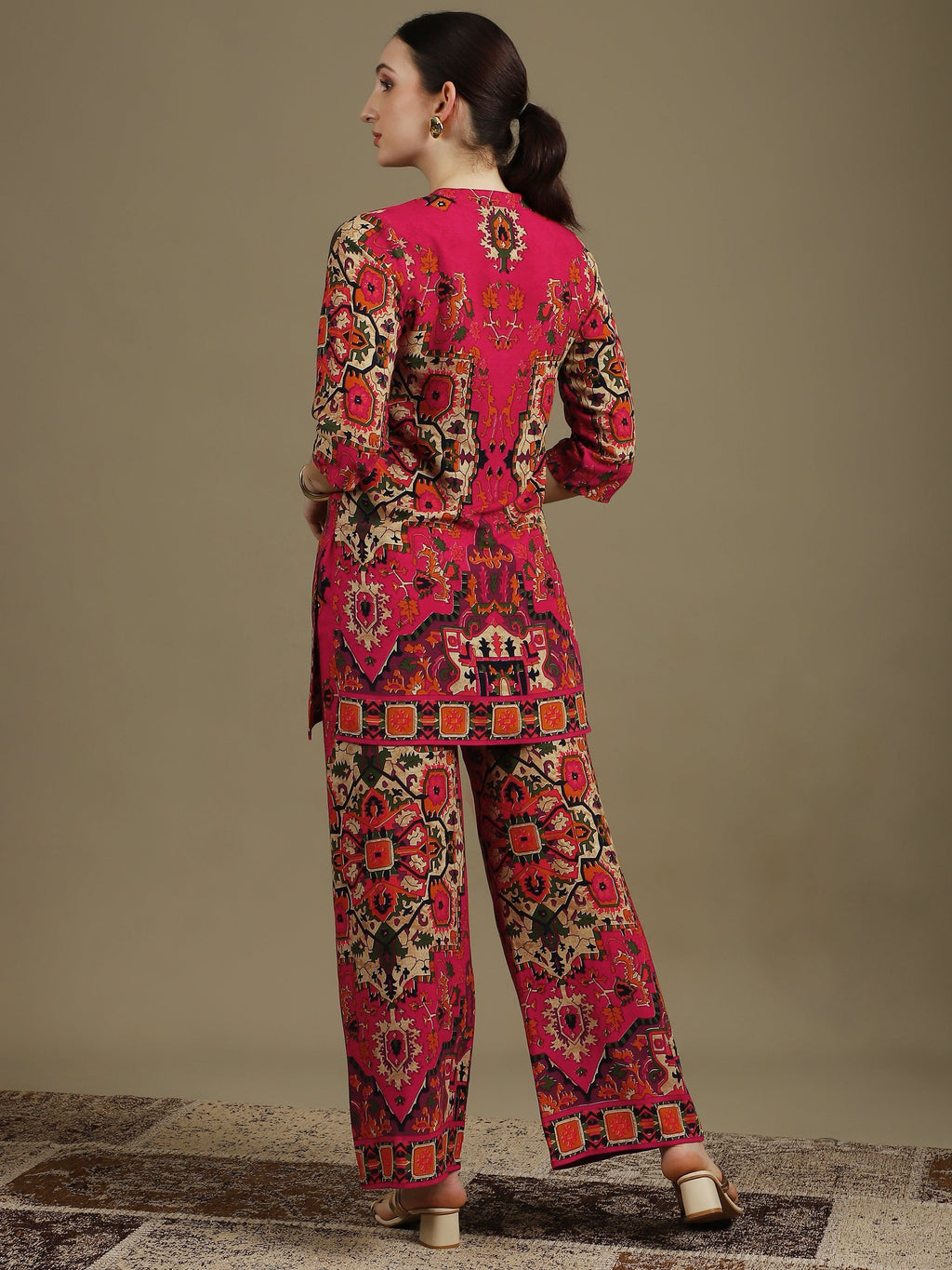 Ethnic Printed Co-Ord Set, Pink - Hiral Fashion - Distacart