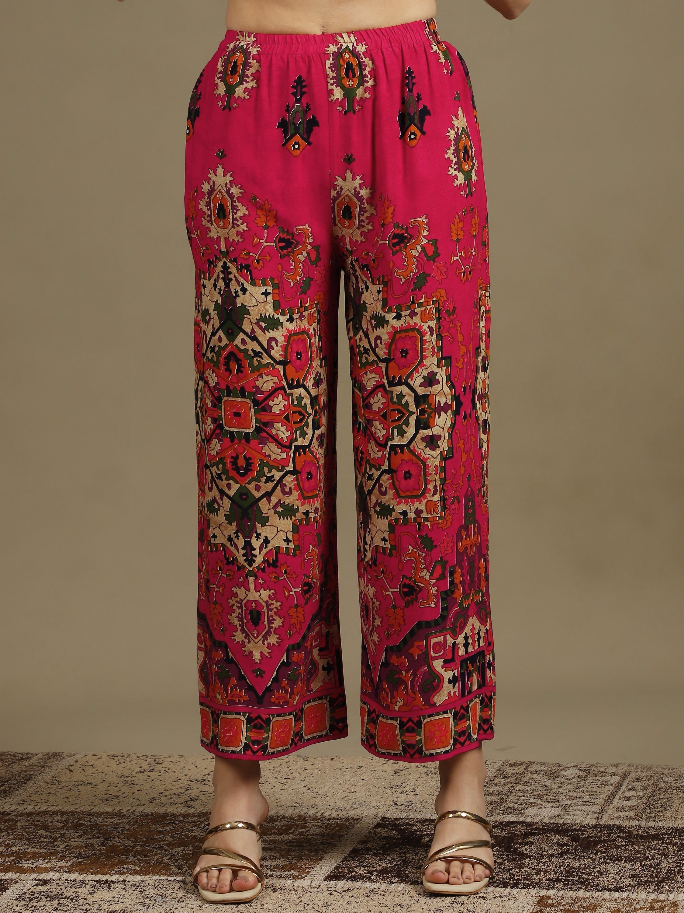 Ethnic Printed Co-Ord Set, Pink - Hiral Fashion - Distacart