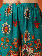 Ethnic Printed Co-Ord Set, Teal - Hiral Fashion - Distacart