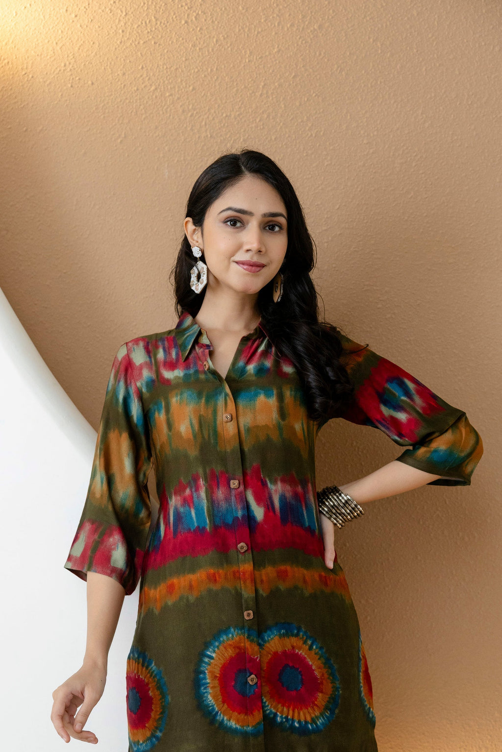 Vibrant Ethnic Co-Ord Set, Olive - Hiral Fashion - Distacart