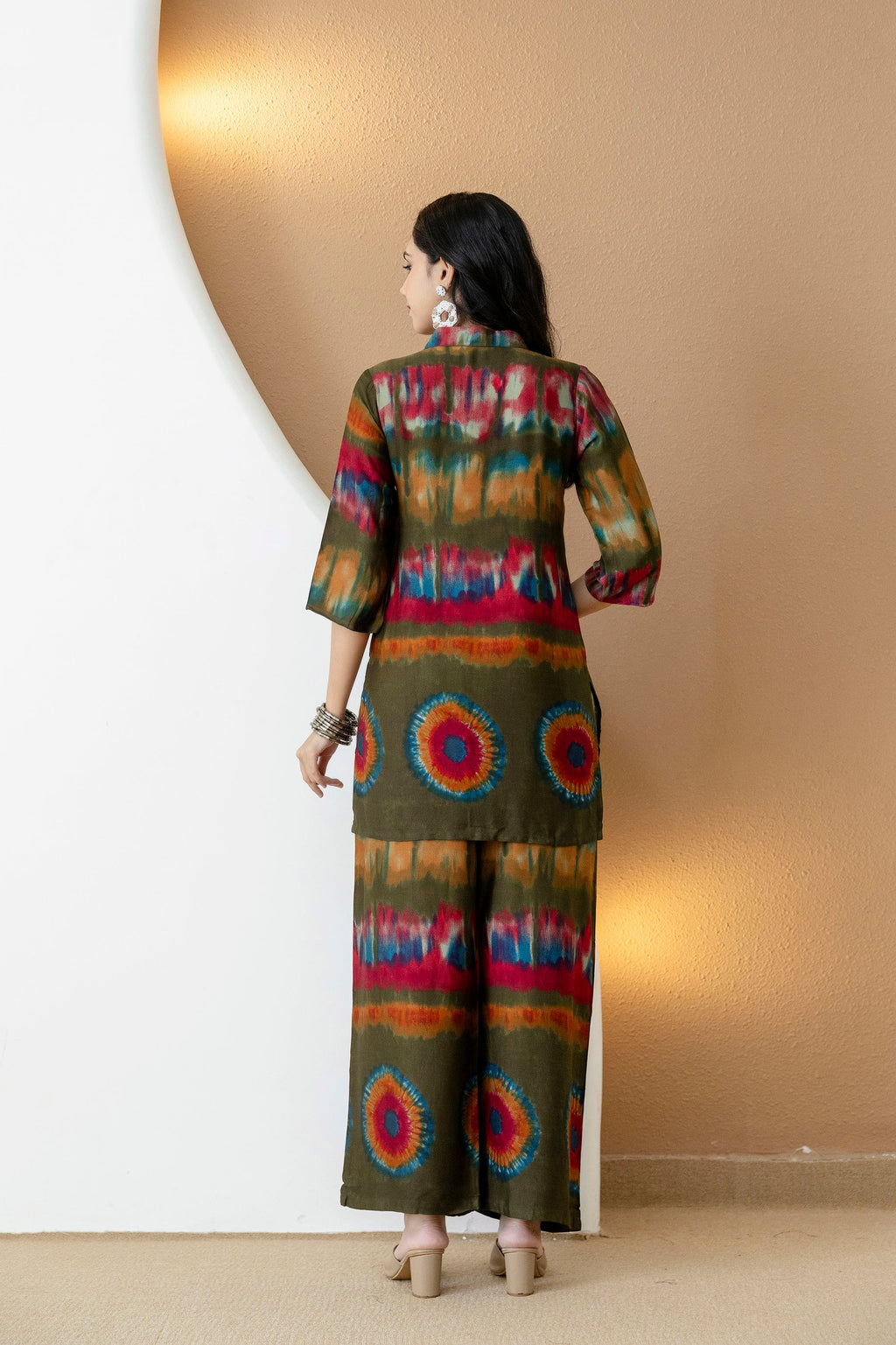 Vibrant Ethnic Co-Ord Set, Olive - Hiral Fashion - Distacart