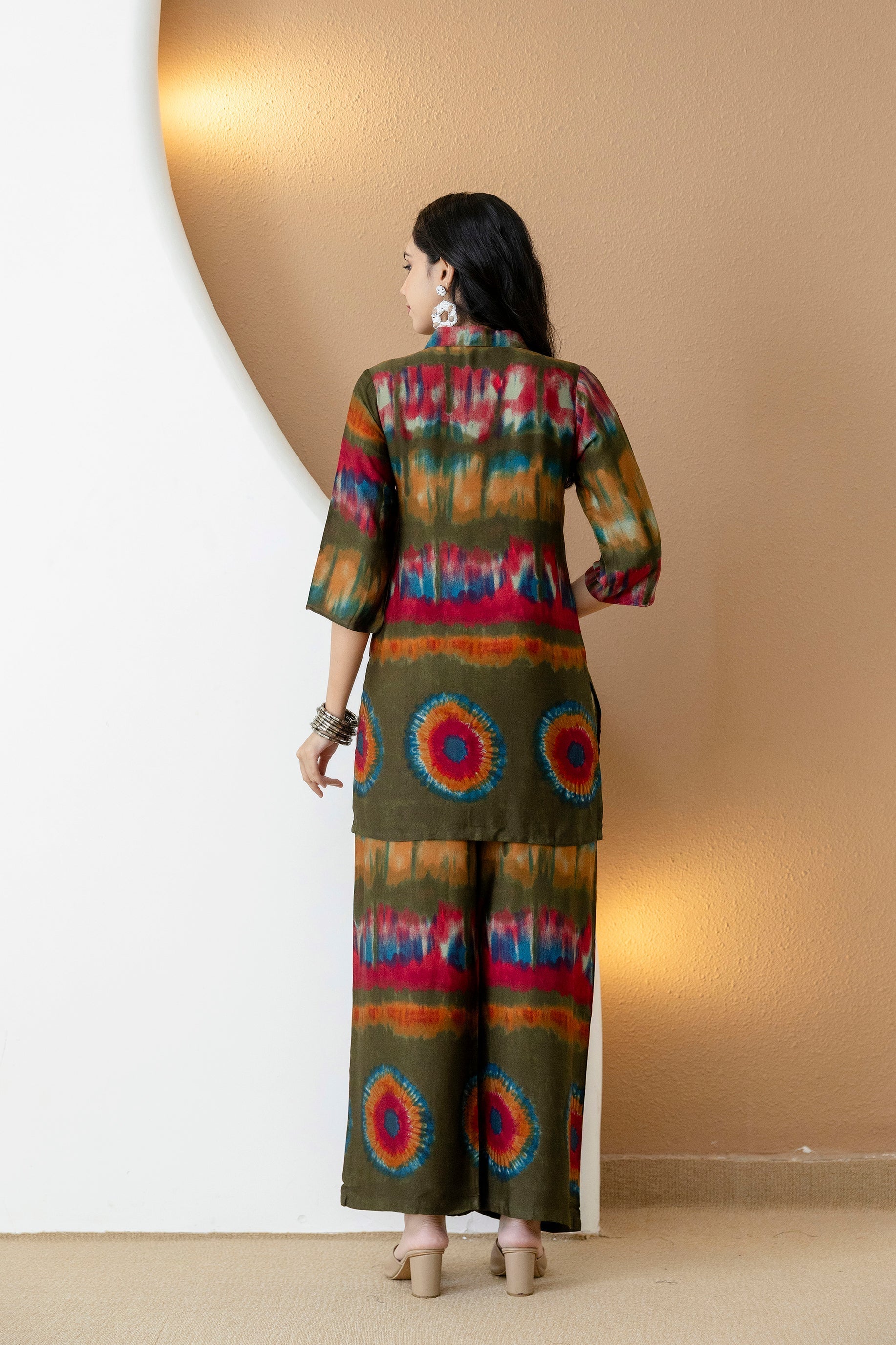 Vibrant Ethnic Co-Ord Set, Olive - Hiral Fashion - Distacart