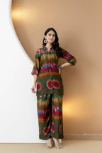 Vibrant Ethnic Co-Ord Set, Olive - Hiral Fashion - Distacart