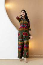 Vibrant Ethnic Co-Ord Set, Olive - Hiral Fashion - Distacart