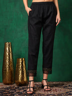 Embroidered Chikankari Kurta With Pant & Printed Dupatta, Black - Hiral Fashion - Distacart