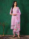 Embroidered Chikankari Kurta With Pant & Dupatta, Lavender - Hiral Fashion - Distacart