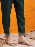 Sequined Embroidered Kurta With Pant & Embroidered Dupatta, Bottle-Green - Hiral Fashion - Distacart