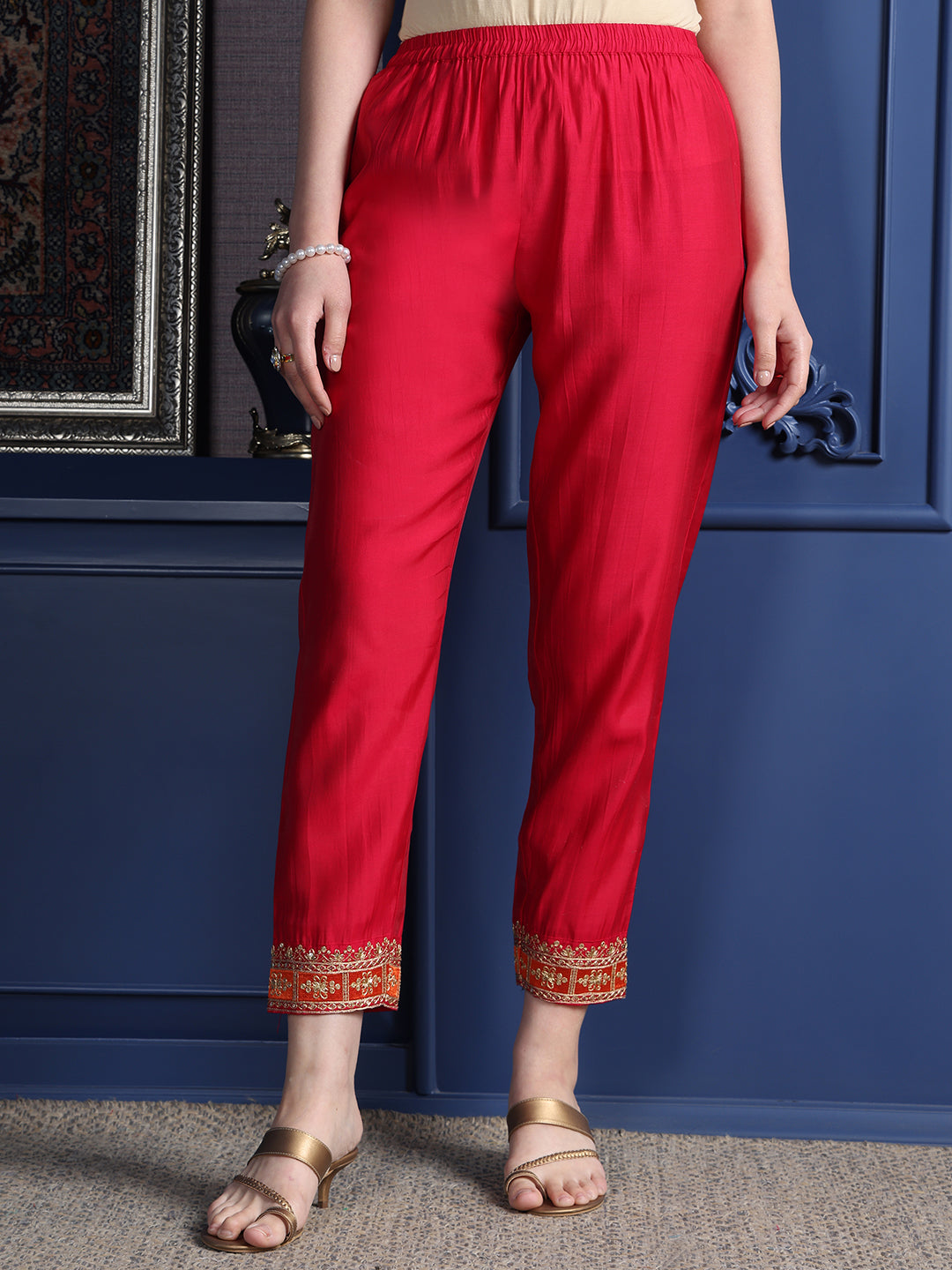 Embroidered Kurta With Pant & Two Toned Embroidered Dupatta, Pink - Hiral Fashion