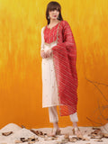 Sequined Embroidered & Applique Patch Kurta With Pant & Printed Dupatta, White - Hiral Fashion - Distacart