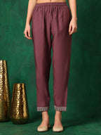 Sequined Embroidered Kurta With Pant & Printed Dupatta, Mauve - Hiral Fashion - Distacart