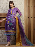 Hand Embroidered Kurta With Pant & Dual Toned Dupatta, Purple - Hiral Fashion - Distacart