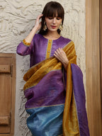 Hand Embroidered Kurta With Pant & Dual Toned Dupatta, Purple - Hiral Fashion - Distacart