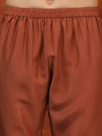 Mirror Embroidered Kurta With Pant & Embroidered Dupatta, Rust - Hiral Fashion - Distacart