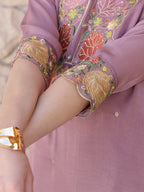 Embroidered Kurta With Pant & Embroidered Dupatta, Purple - Hiral Fashion - Distacart
