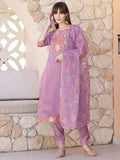 Embroidered Kurta With Pant & Embroidered Dupatta, Purple - Hiral Fashion - Distacart