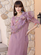 Embroidered Kurta With Pant & Embroidered Dupatta, Purple - Hiral Fashion - Distacart