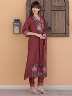 Aline Embroidered Kurta With Pant & Embroidered Dupatta, Rust - Hiral Fashion - Distacart