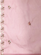 Embroidered Kurta With Pant & Organza Dupatta, Pink - Hiral Fashion - Distacart