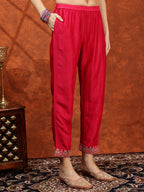 Embroidered Kurta With Pant & Embroidered Dupatta, Pink - Hiral Fashion - Distacart