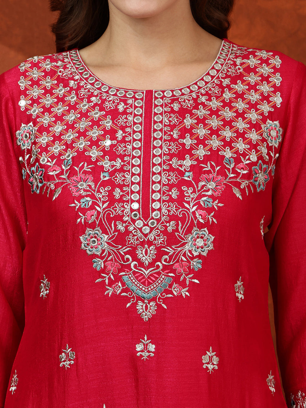 Embroidered Kurta With Pant & Embroidered Dupatta, Pink - Hiral Fashion - Distacart