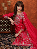 Embroidered Kurta With Pant & Embroidered Dupatta, Pink - Hiral Fashion - Distacart