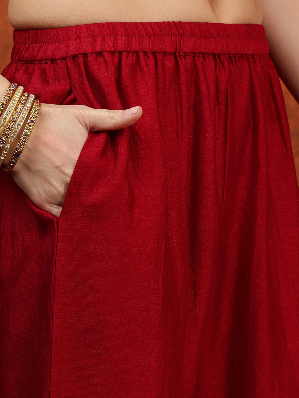 Embroidered Anarkali Kurta With Pant & Bandhni Printed Dupatta, Maroon - Hiral Fashion - Distacart