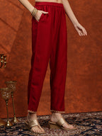 Embroidered Anarkali Kurta With Pant & Bandhni Printed Dupatta, Maroon - Hiral Fashion - Distacart