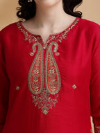 Embroidered Kurta With Pant & Embroidered Dupatta, Pink - Hiral Fashion - Distacart
