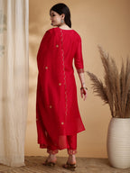 Embroidered Kurta With Pant & Embroidered Dupatta, Pink - Hiral Fashion - Distacart