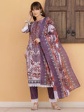 Pakistani Embroidered & Printed Kurta With Pant & Dupatta, Lavender - Hiral Fashion - Distacart
