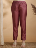 Angarkha Style Kurta With Pant & Embroidered Organza Dupatta, Mauve - Hiral Fashion - Distacart