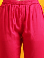 Embroidered Kurta With Pant & Dupatta, Pink - Hiral Fashion - Distacart