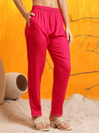 Embroidered Kurta With Pant & Dupatta, Pink - Hiral Fashion - Distacart