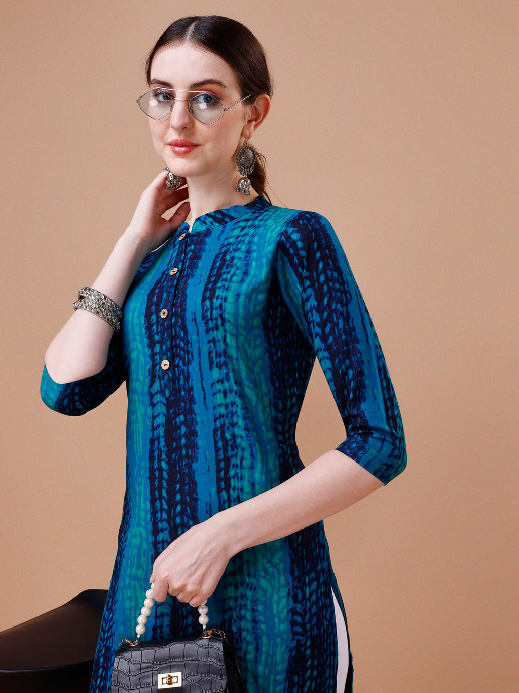Shibori Printed Casual Wear Kurta, Multicolor - Hiral Fashion
