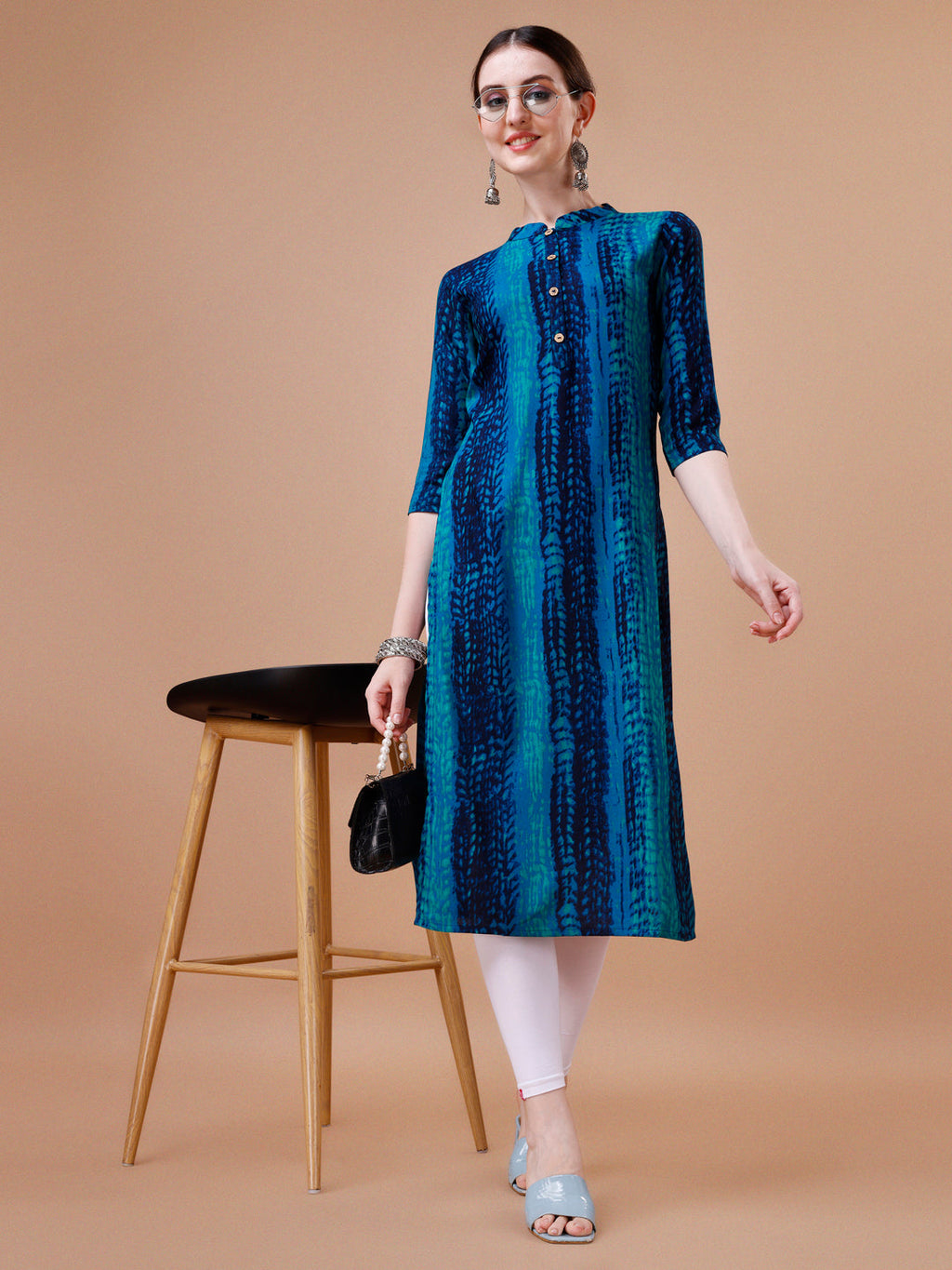 Shibori Printed Casual Wear Kurta, Multicolor - Hiral Fashion