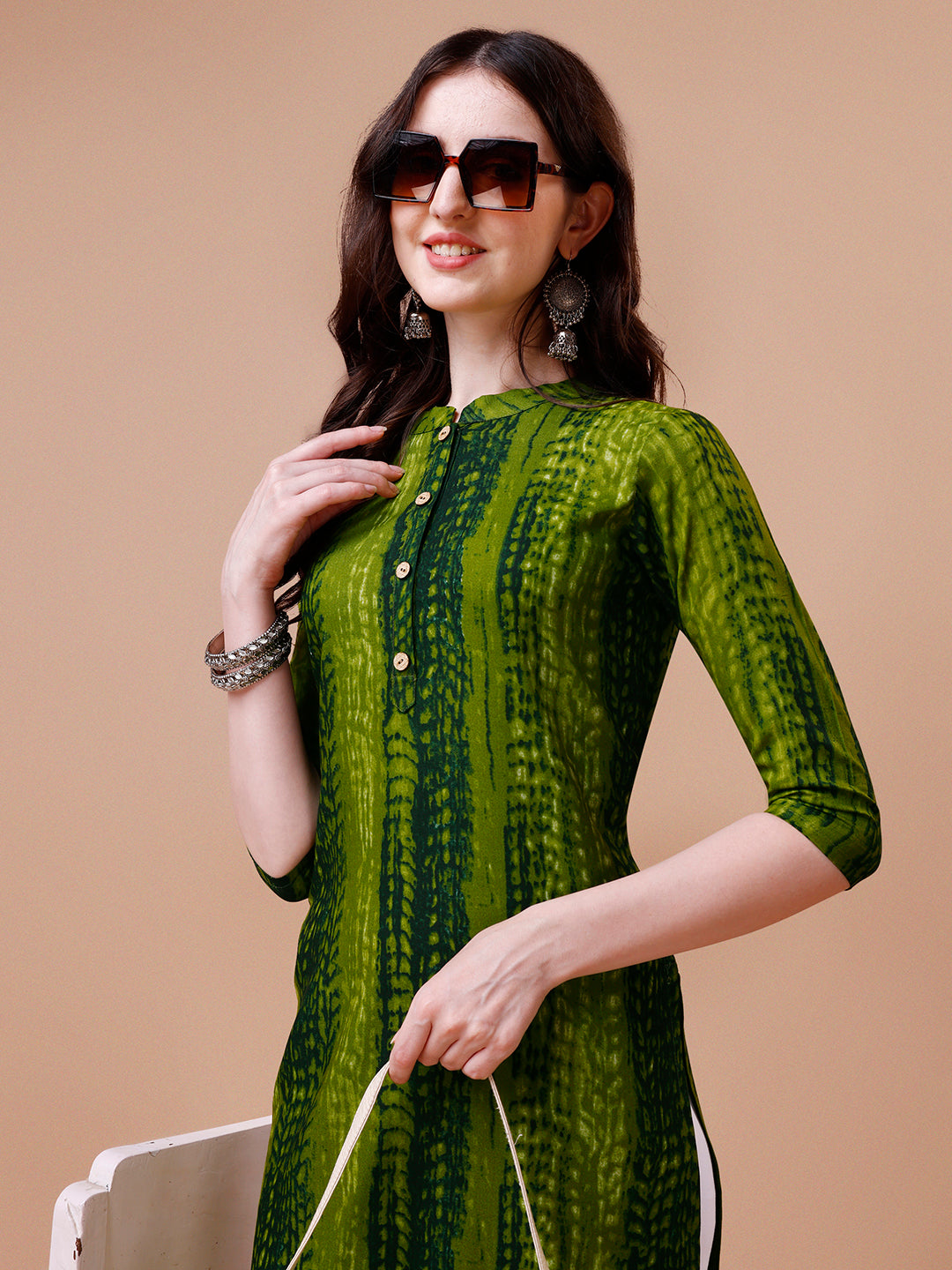 Shibori Printed Casual Wear Kurta, Multicolor - Hiral Fashion