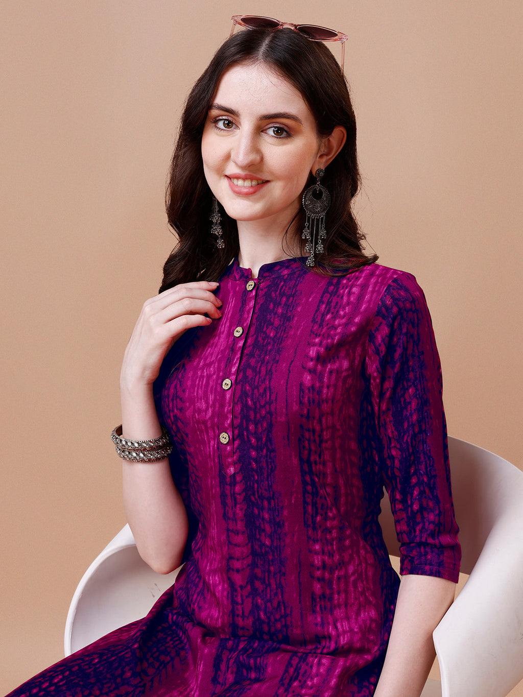Shibori Printed Casual Wear Kurta, Multicolor - Hiral Fashion
