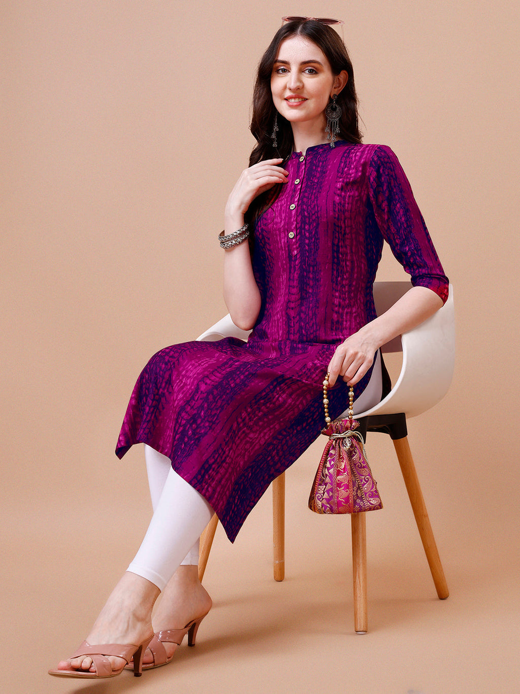 Shibori Printed Casual Wear Kurta, Multicolor - Hiral Fashion