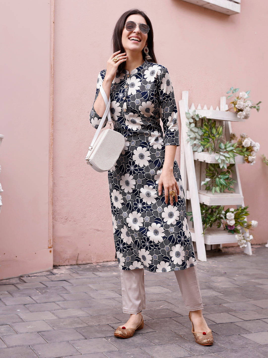 Floral Printed Rayon Casual Wear Kurta, Multicolor - Hiral Fashion