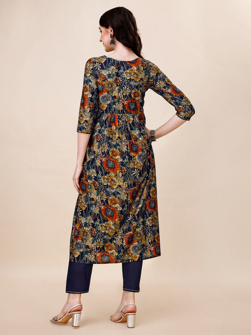 Alia Cut Printed & Embroidered Kurta With Pant & Dupatta Set, Multicolor - Hiral Fashion - Distacart