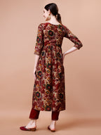 Alia Cut Printed & Embroidered Kurta With Pant & Dupatta Set, Multicolor - Hiral Fashion