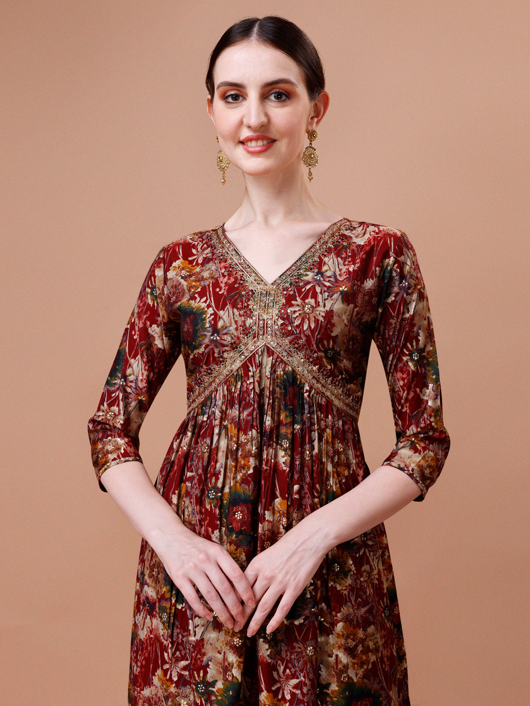 Alia Cut Printed & Embroidered Kurta With Pant & Dupatta Set, Multicolor - Hiral Fashion